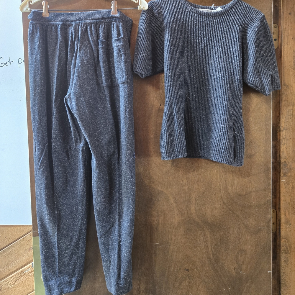 Women's Cozy Gray Knit Pajama Set